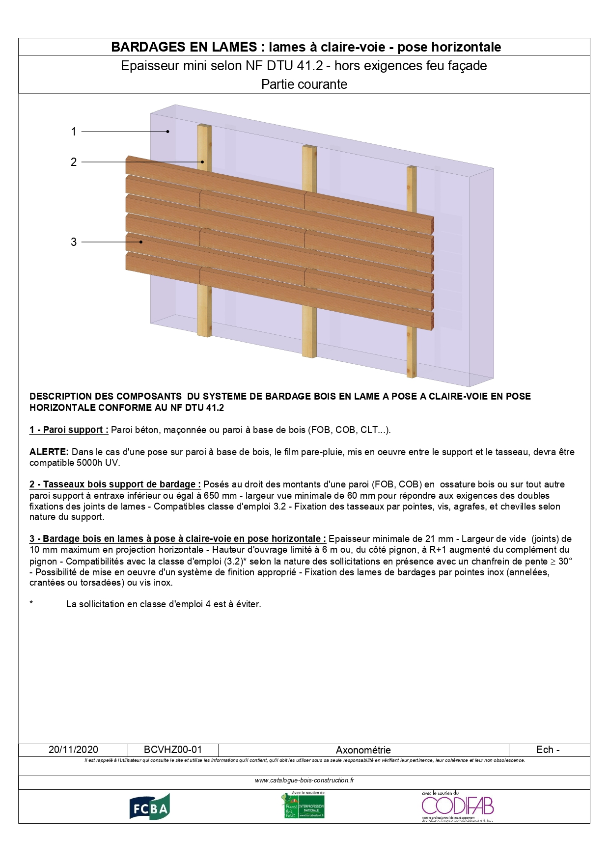 Lames posées à clairevoie pose horizontale Catalogue Bois Construction