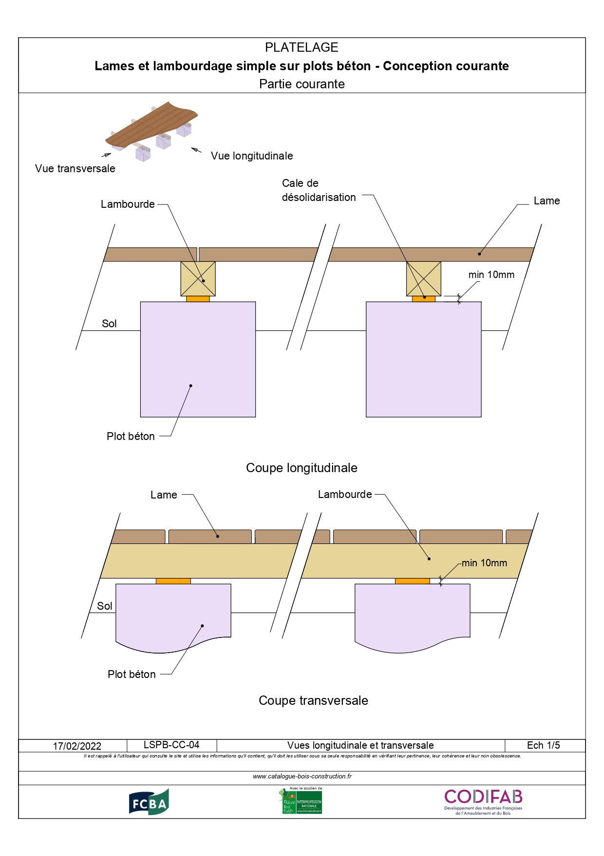 Lames Et Lambourdage Simple Sur Plots Béton - Catalogue Bois Construction